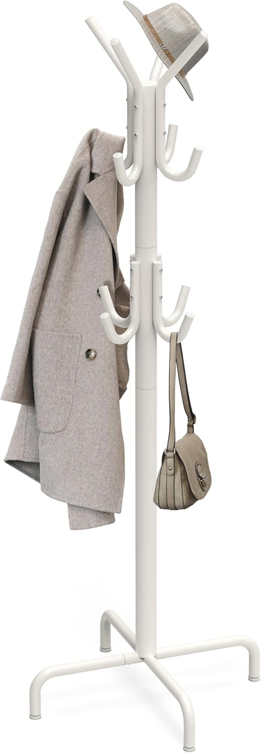 Simple Houseware Standing Coat and Hat Hanger Organizer Rack, 12 Hooks, Bronze